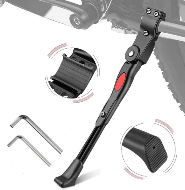 KICKSTAND ADJUSTABLE : 24" - 28" , 26" - 29" FITS ON CHAIN STAY AND SEAT STAY