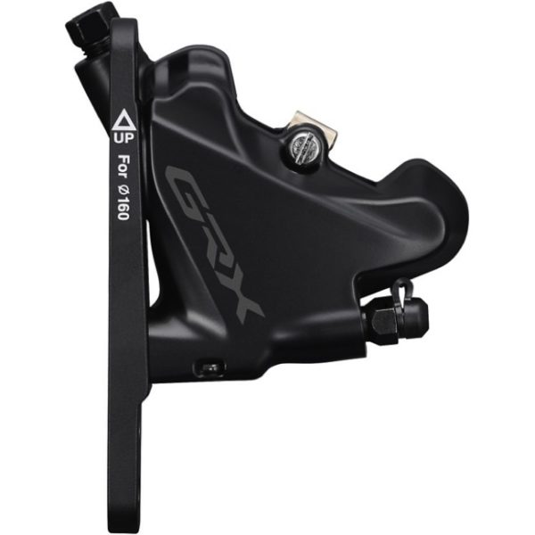 HYDRAULIC DISC BRAKE, BR-RX400, GRX, FRONT, FLAT MOUNT, W/BRACKET FOR 140/160MM ROTOR(ASSEMBLED FOR 160),W/L03A RESIN PAD(W/FIN),IND.PACK