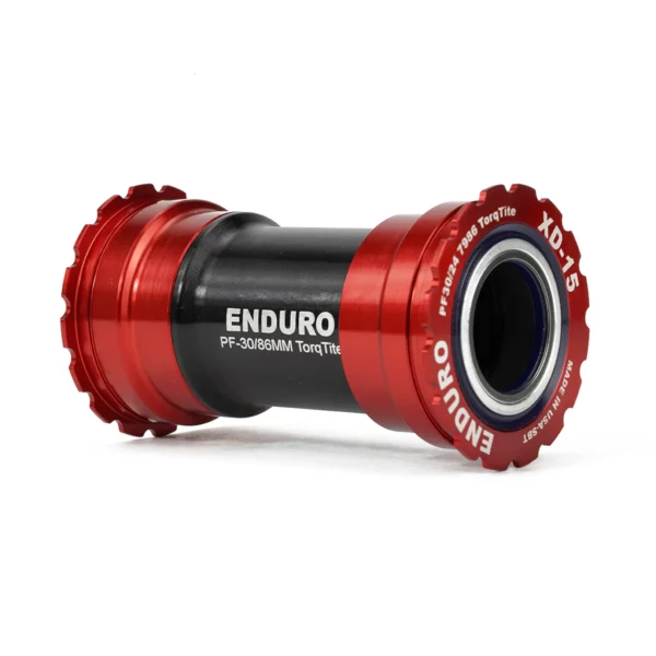 Torqtite, Ceramic, XD15 Corsa, 45 Angular Contact, Bearing Bottom Bracket for BB386 Framesets to Shimano 24mm Cranksets - Red