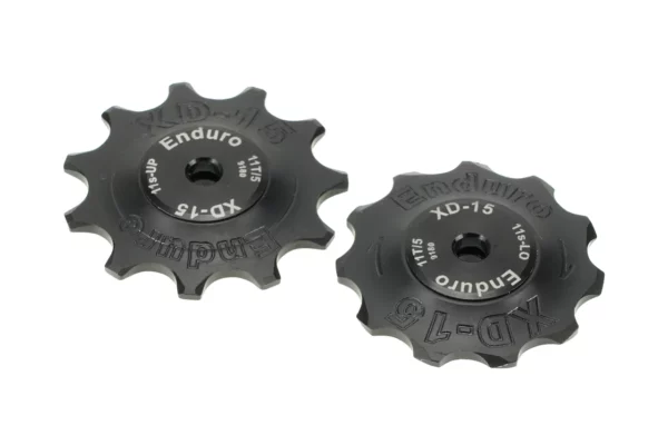 ENDURO BKCJ-0341 - 11 tooth, XD-15 Ceramic Hybrid Bearing, Machined Delrin Derailleur Pulleys for 11 speed Shimano Dura Ace (9000 Series) and Ultegra (8000 Series) Derailleurs (5mm bolt hole) - Black