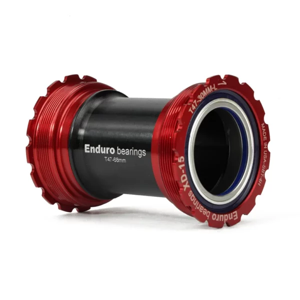 Threaded, Ceramic Hybrid, XD15 Corsa, 45 Angular Contact, Bearing Bottom Bracket for T47 Framesets and 30mm Cranksets (under 90mm spindle length) - Red