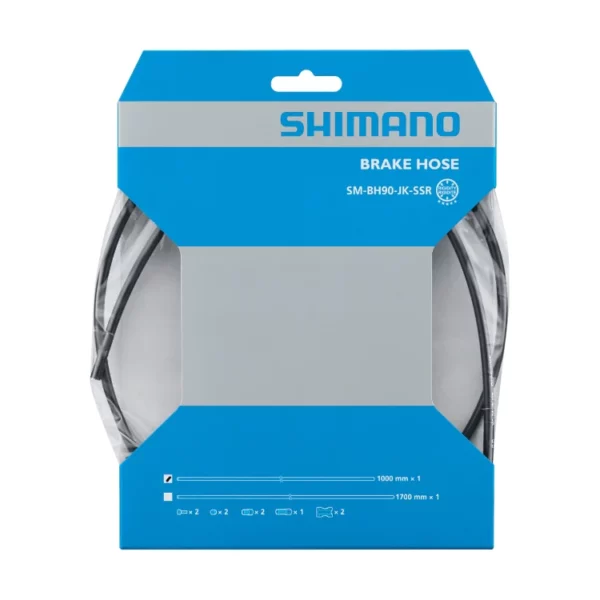 SHIMANO DISC BRAKE HOSE, SM-BH90-JK-SSR, 1000MM BLACK, CONNECTING BOLT x 3(ST SIDE- 2TYPE, BR SIDE-1 TYPE), OLIVE & CONNECTER INSERT, W/TL-BH61