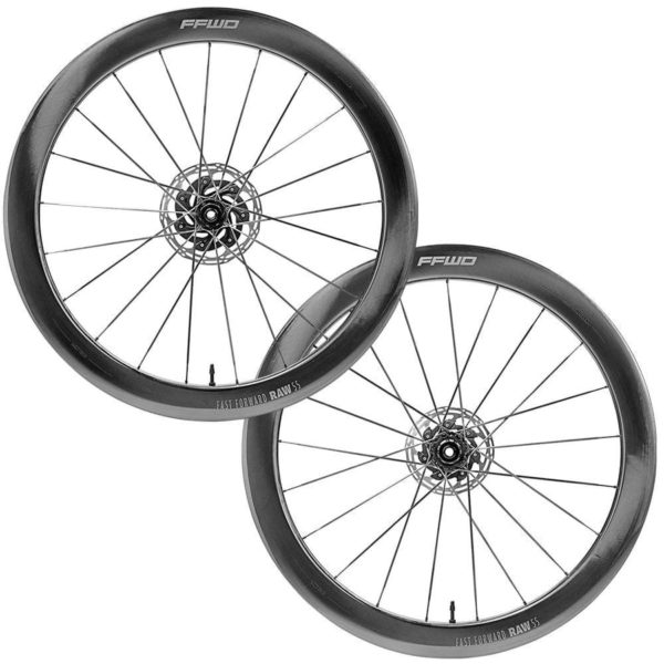 CARBON SPOKE RAW GLOSSY SET FCC (55MM) 21H/21H FFWD/CERAMICSPEED 2:1 DBCL 12MM TA SHIMANO