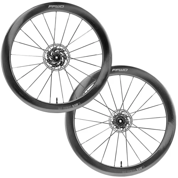 FFWD Raw 55 Carbon Tubeless Ready Disc Brake Wheel - Shimano (Glossy Black)